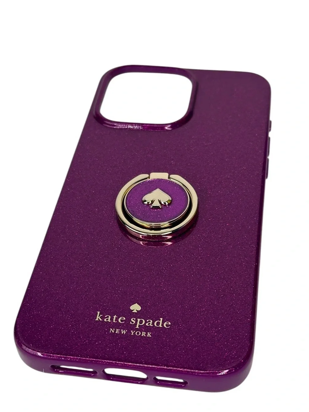 Kate Spade Dark Raspberry Ring Stand and Flexible Case for iPhone 15 Pro